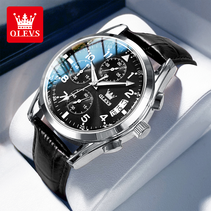 Leather Watch Band Men - OLEVS кварцевые часы для мужчин, оригинальный